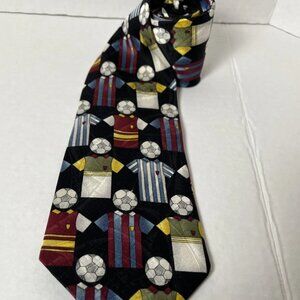 ROFFE Men’s 100% Silk Black Soccer Football Tie – Novelty Sports Necktie